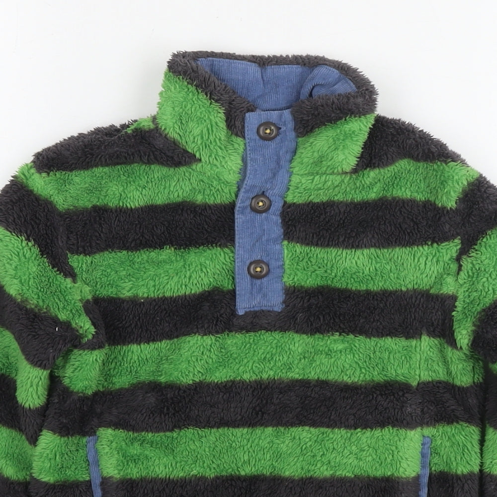 Mini Boden Boys Green Striped Polyester Pullover Hoodie Size 4-5 Years Pullover