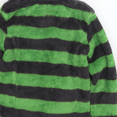 Mini Boden Boys Green Striped Polyester Pullover Hoodie Size 4-5 Years Pullover