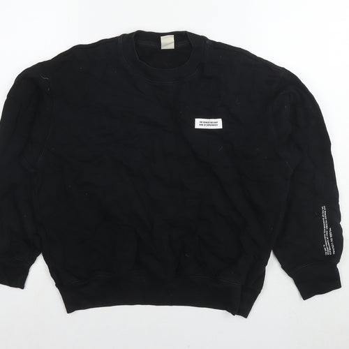 Uniqlo Womens Black Cotton Pullover Sweatshirt Size S Pullover - Quote Text Wings