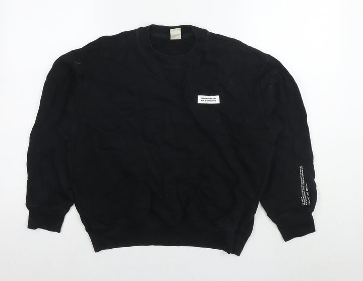 Uniqlo Womens Black Cotton Pullover Sweatshirt Size S Pullover - Quote Text Wings