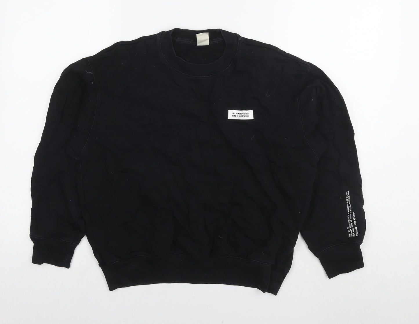 Uniqlo Womens Black Cotton Pullover Sweatshirt Size S Pullover - Quote Text Wings