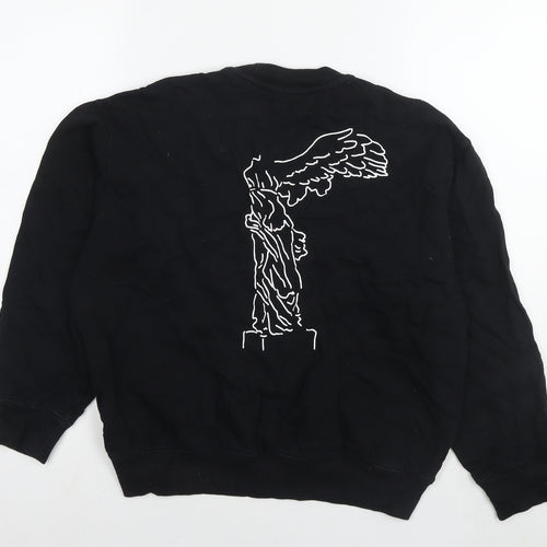 Uniqlo Womens Black Cotton Pullover Sweatshirt Size S Pullover - Quote Text Wings