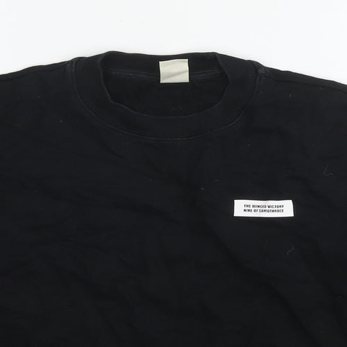 Uniqlo Womens Black Cotton Pullover Sweatshirt Size S Pullover - Quote Text Wings