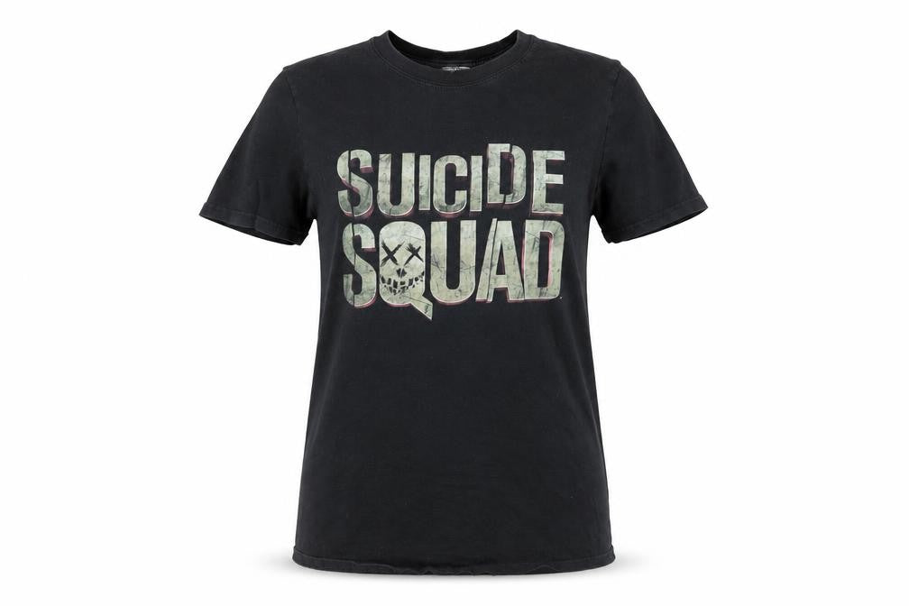 Front view of Suicide Squad women’s black cotton basic t-shirt, size S, crew neck
