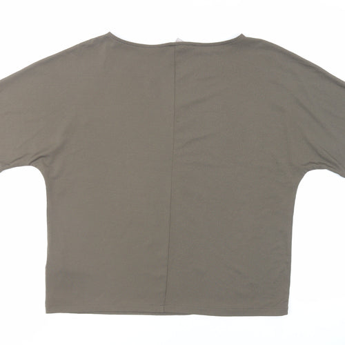 H&M Womens Green Polyester Basic T-Shirt Size S Boat Neck