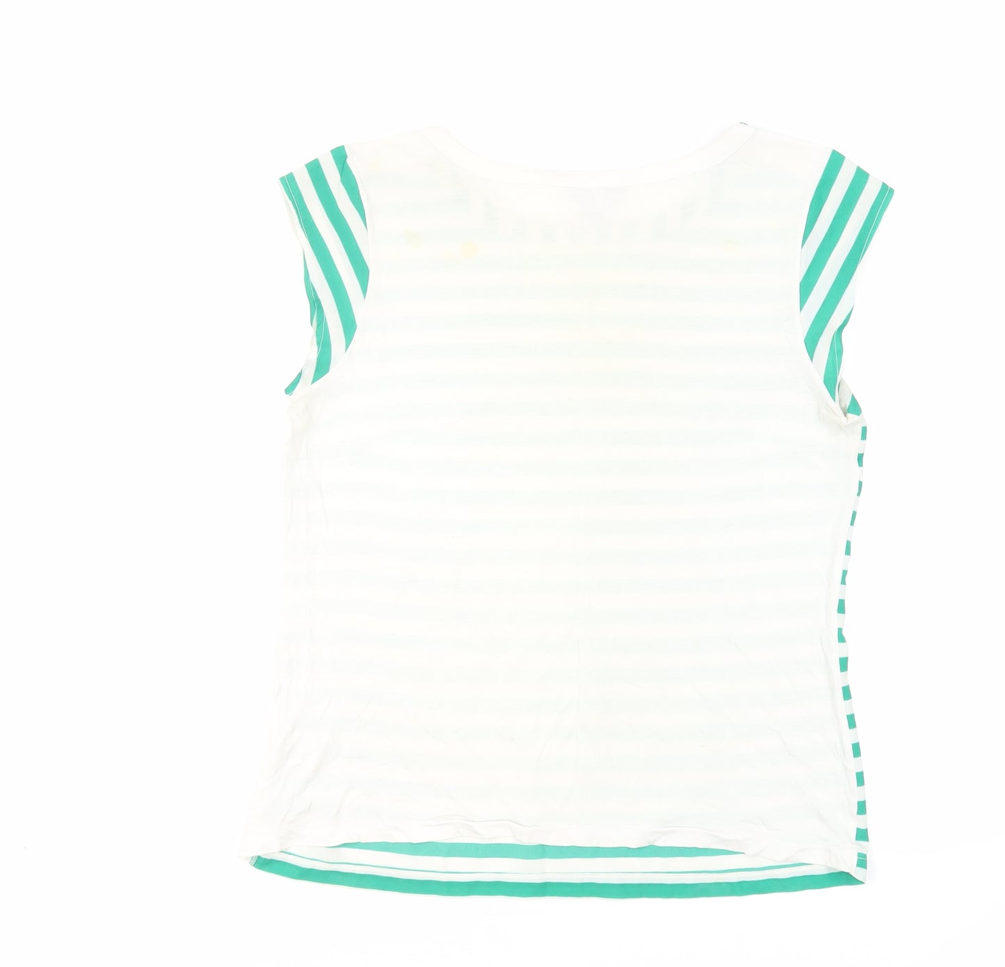 Banana Republic Womens Green Striped Cotton Basic Blouse Size L Boat Neck