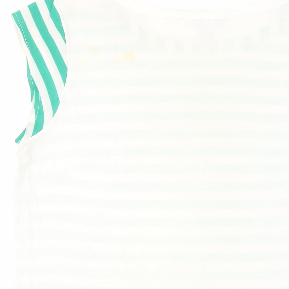 Banana Republic Womens Green Striped Cotton Basic Blouse Size L Boat Neck