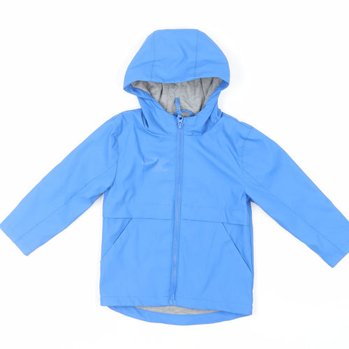 Urban Rascals Boys Blue Rain Coat Coat Size 3-4 Years Zip - Hooded Water Resistant