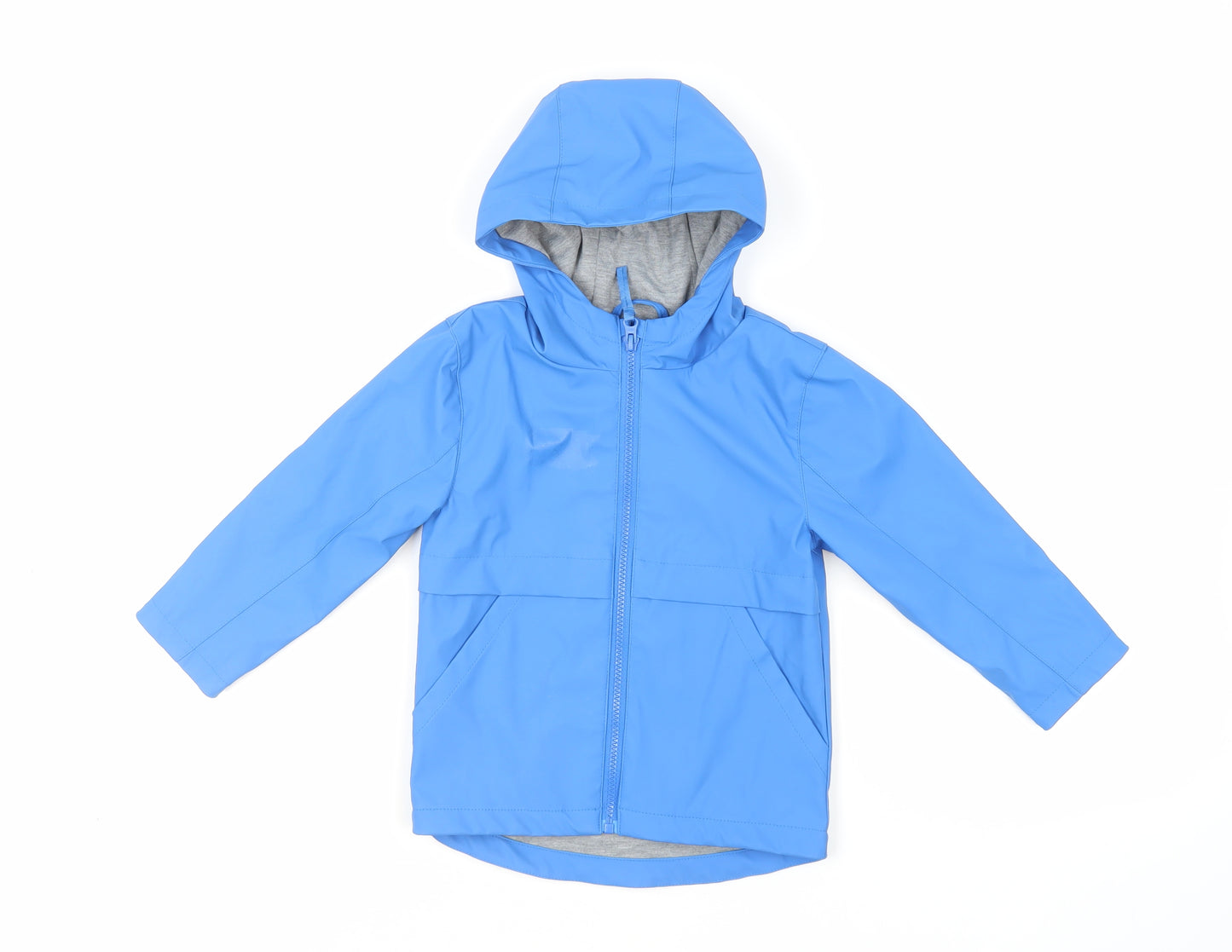 Urban Rascals Boys Blue Rain Coat Coat Size 3-4 Years Zip - Hooded Water Resistant