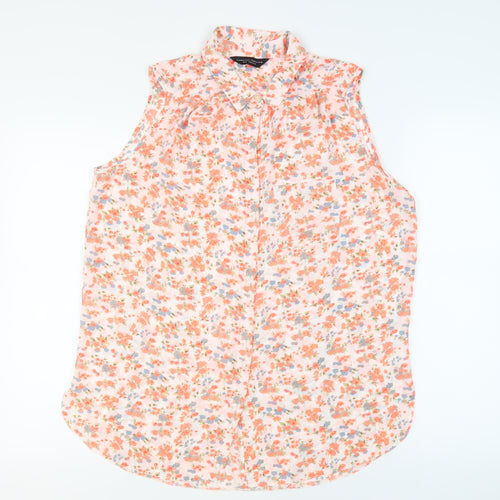Dorothy Perkins Womens Ivory Floral Polyester Basic Button-Up Size 16 Collared