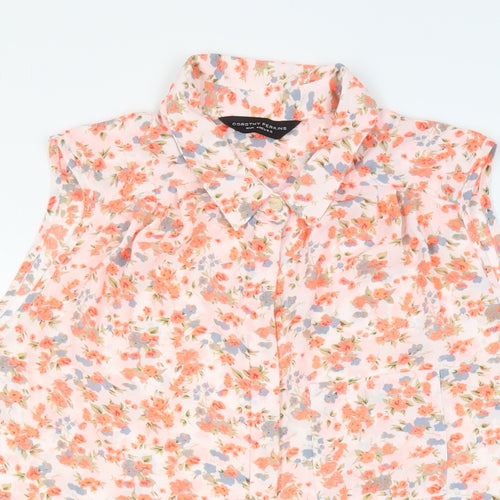 Dorothy Perkins Womens Ivory Floral Polyester Basic Button-Up Size 16 Collared
