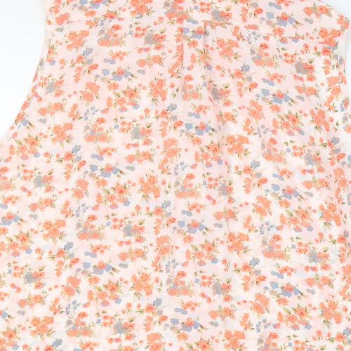 Dorothy Perkins Womens Ivory Floral Polyester Basic Button-Up Size 16 Collared