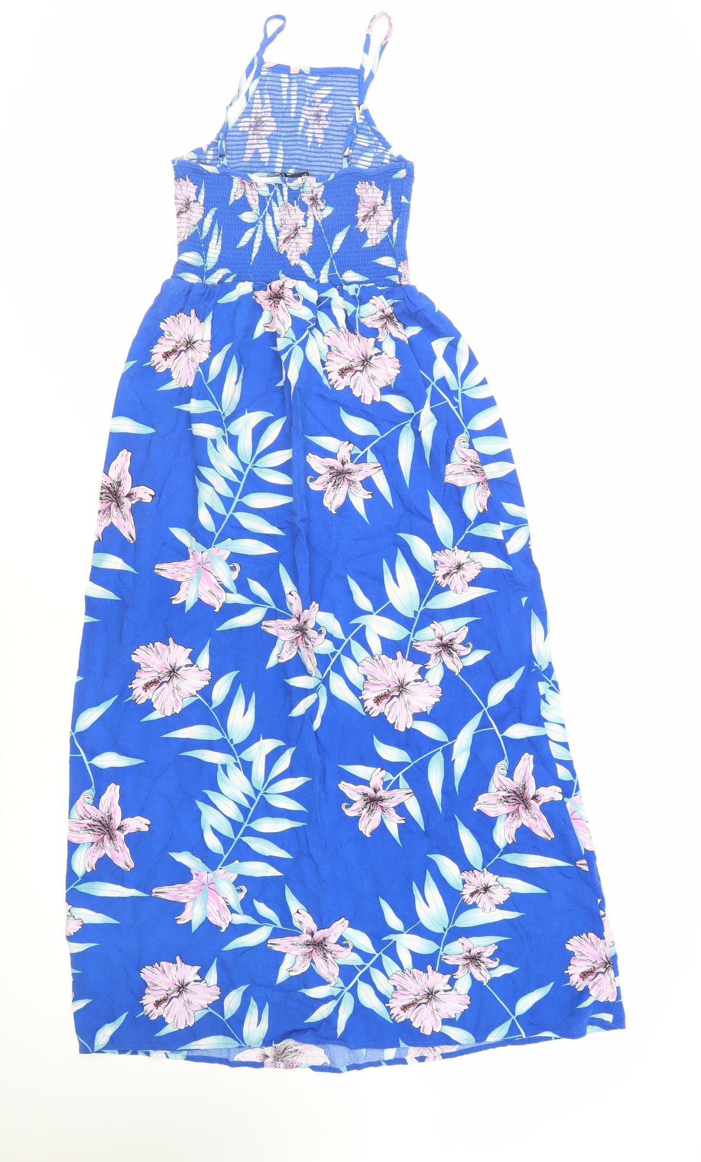 New Look Girls Blue Floral Viscose Maxi Size 12 Years Square Neck Pullover - Shirred Top