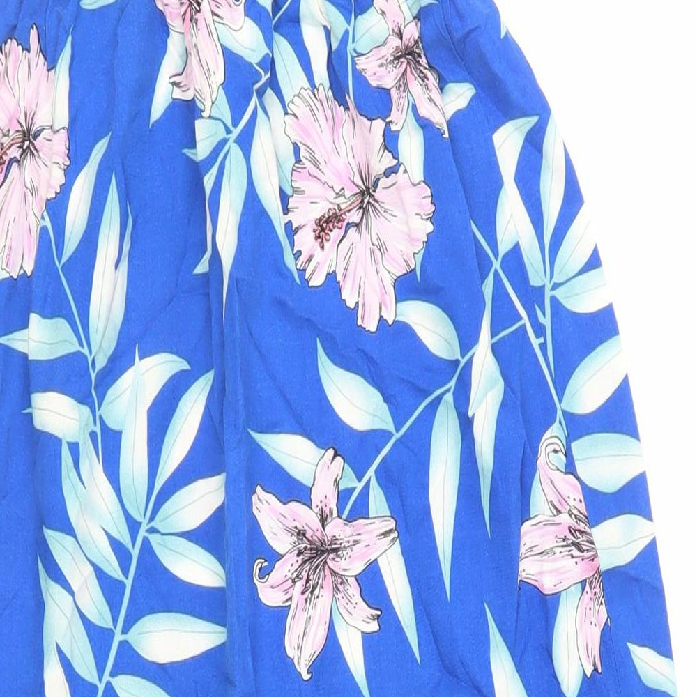 New Look Girls Blue Floral Viscose Maxi Size 12 Years Square Neck Pullover - Shirred Top