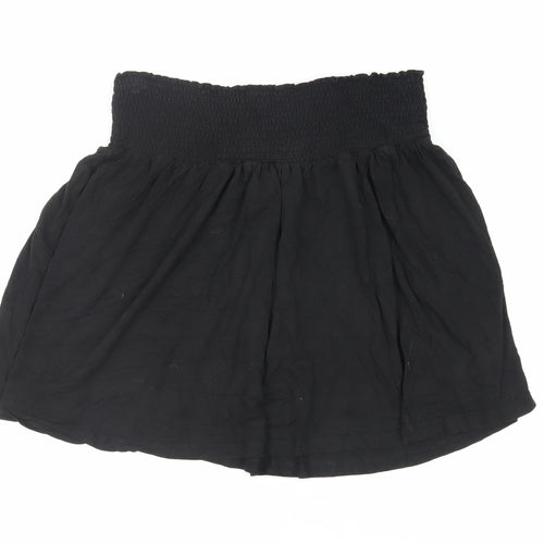 H&M Womens Black Viscose Flare Skirt Size M - Elasticated Waist