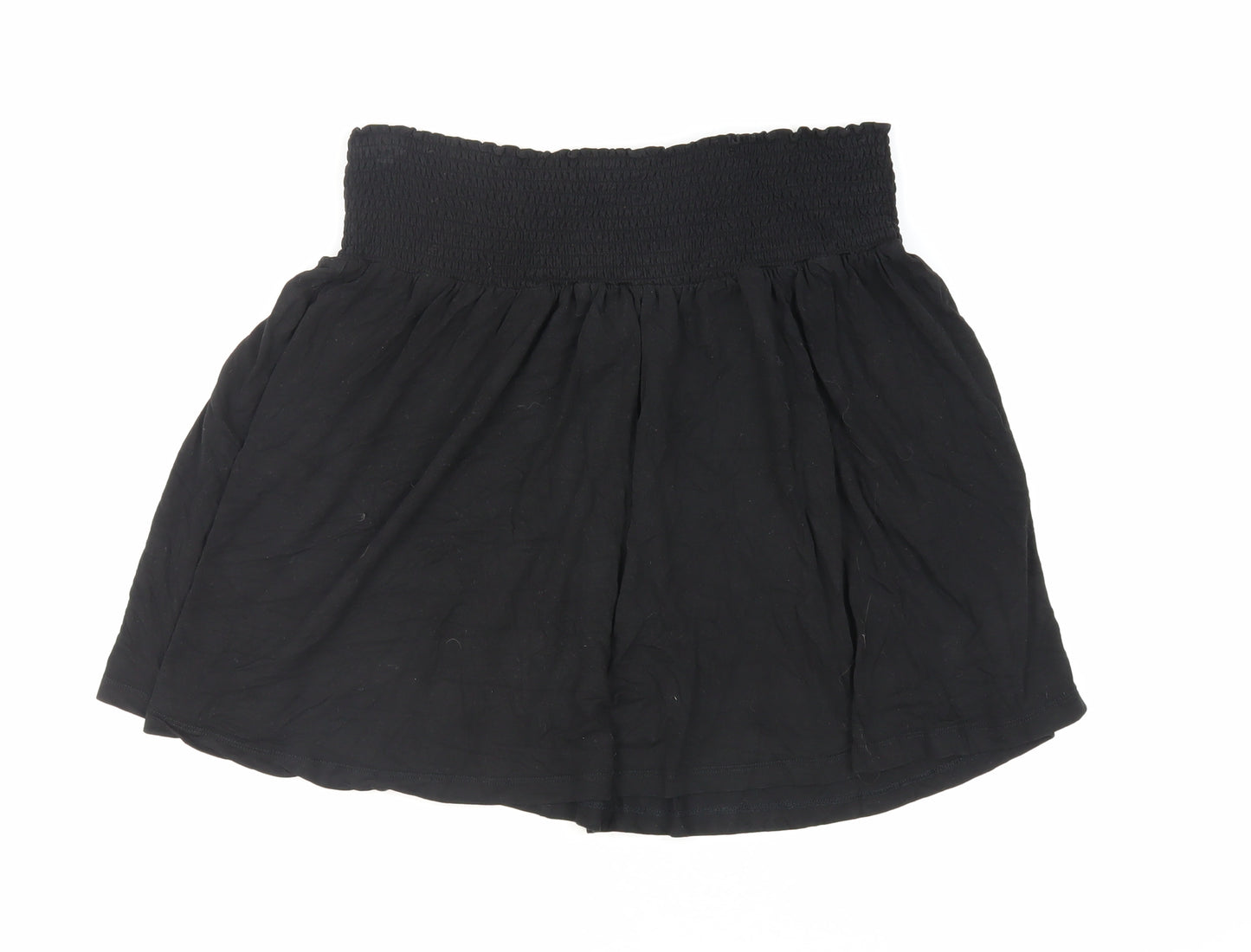 H&M Womens Black Viscose Flare Skirt Size M - Elasticated Waist