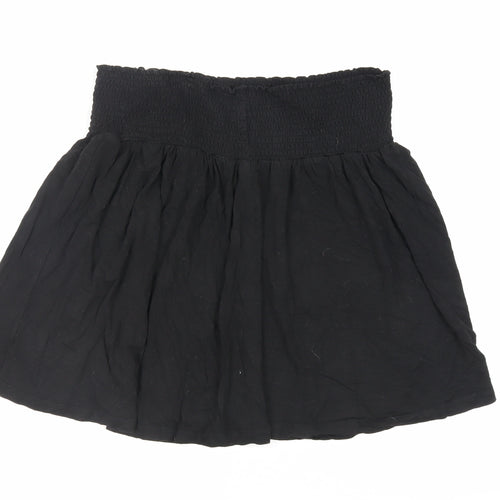 H&M Womens Black Viscose Flare Skirt Size M - Elasticated Waist