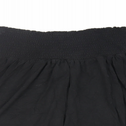 H&M Womens Black Viscose Flare Skirt Size M - Elasticated Waist