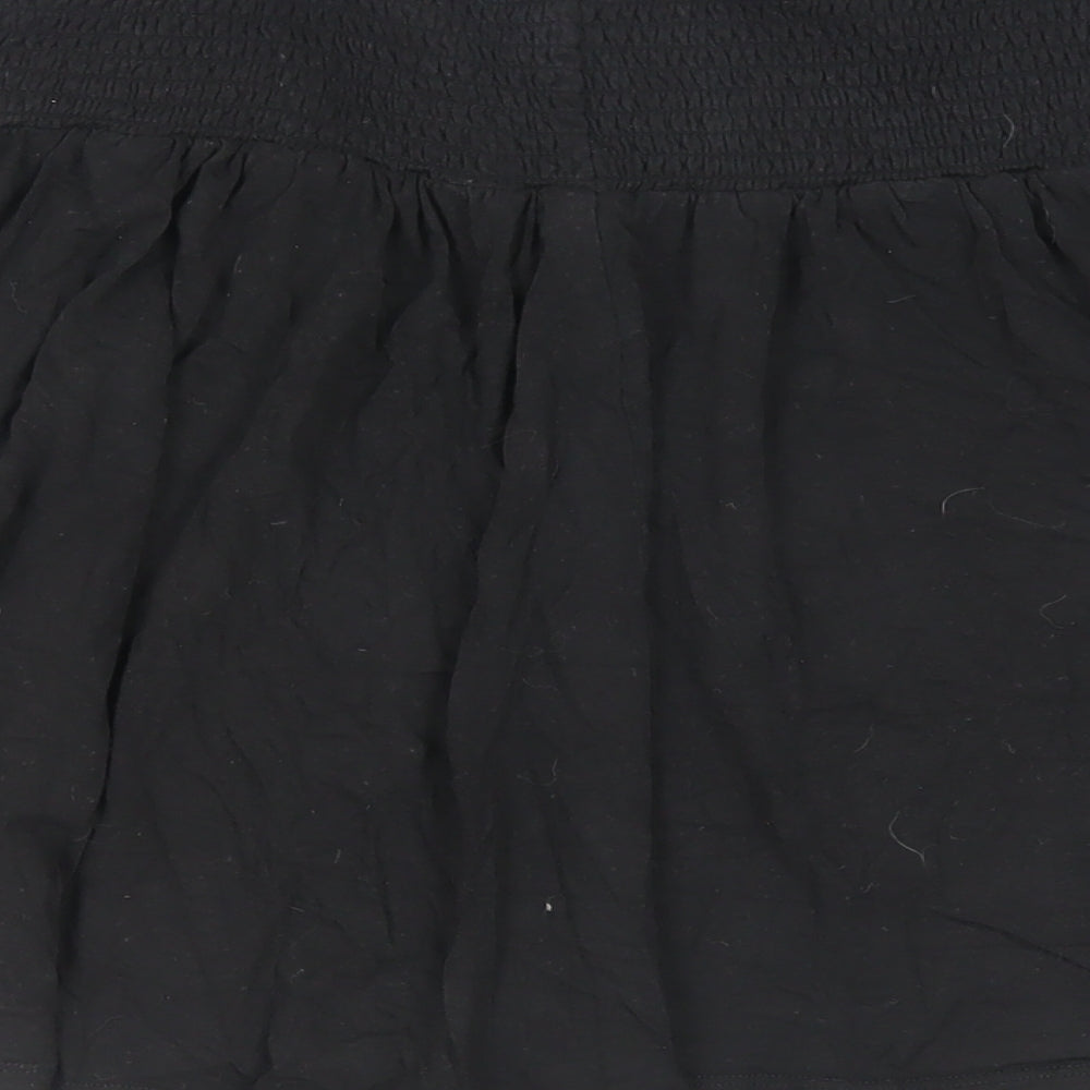 H&M Womens Black Viscose Flare Skirt Size M - Elasticated Waist