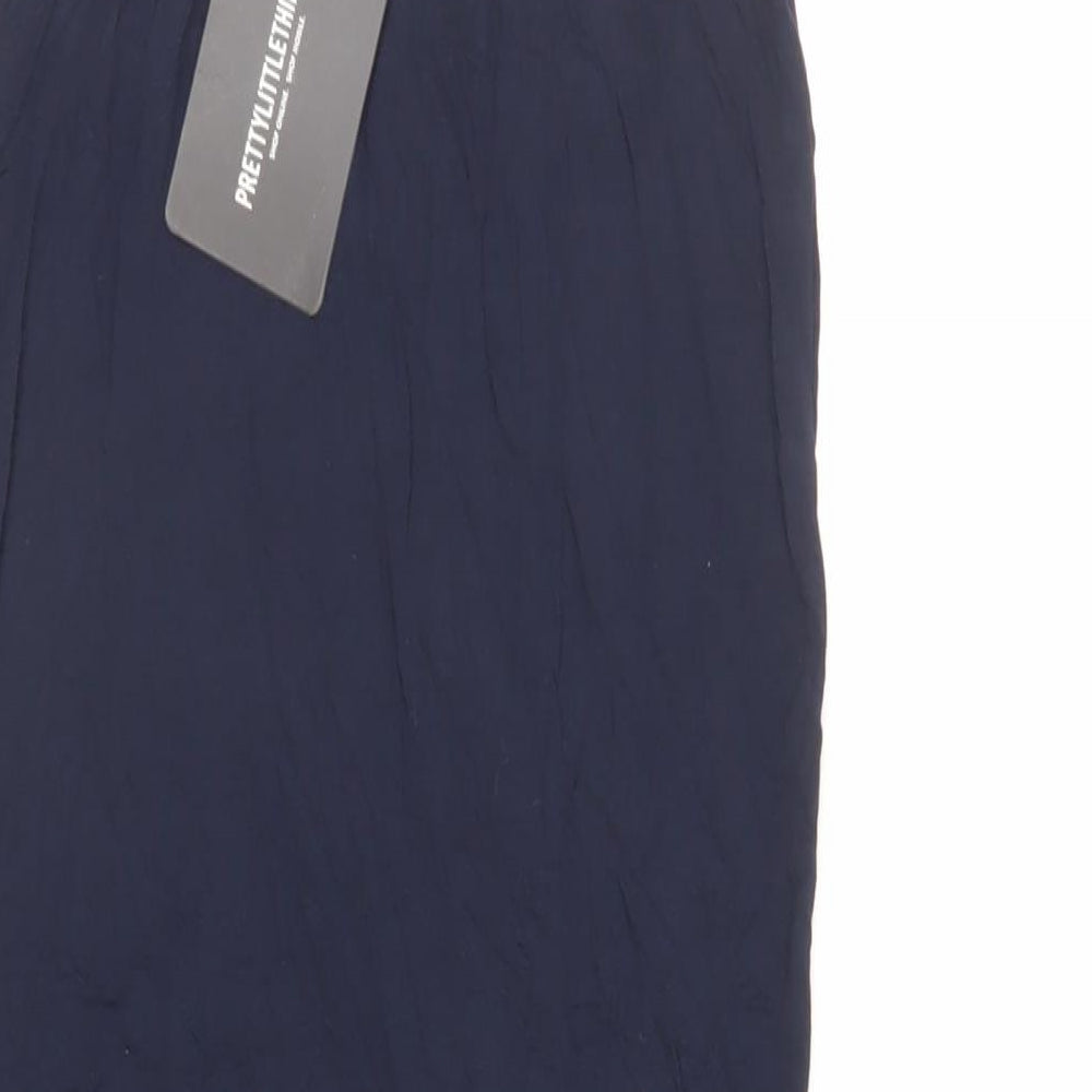 PRETTYLITTLETHING Womens Blue Viscose Straight & Pencil Skirt Size 8 - Elasticated Waist