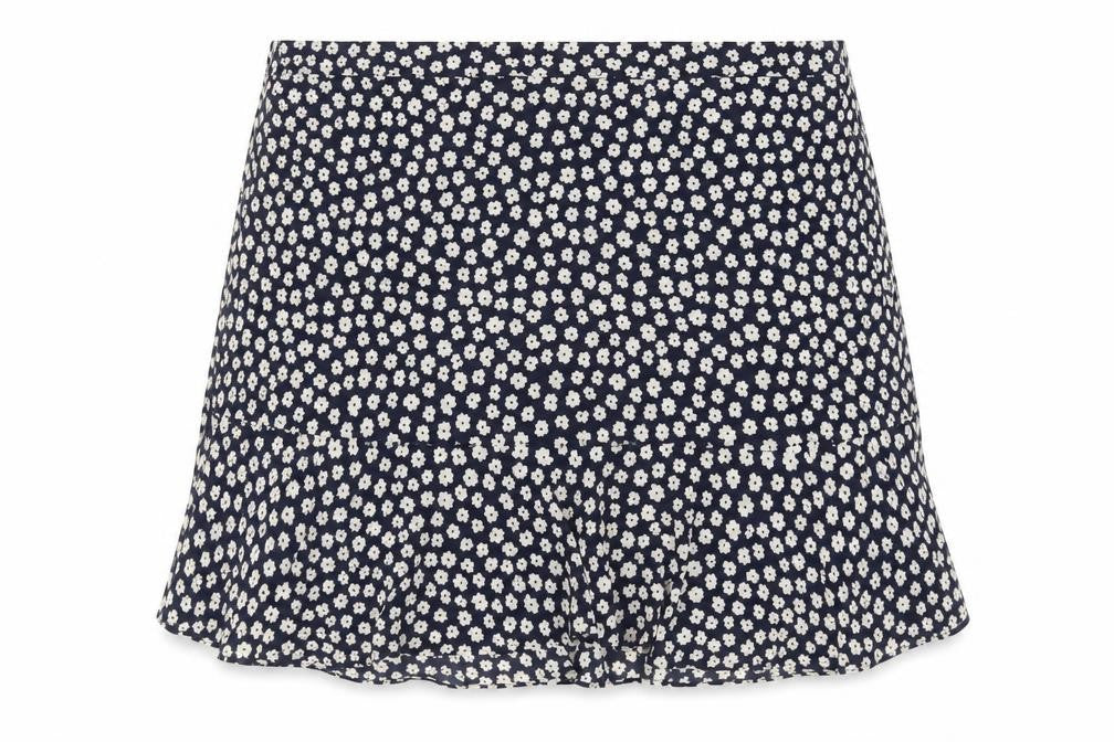 Marks and Spencer Womens Blue Floral Polyester Flare Skirt Size 18 Zip