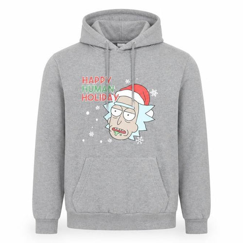 Adult Swim Mens Grey Cotton Pullover Hoodie Size S - Rick and Morty Christmas