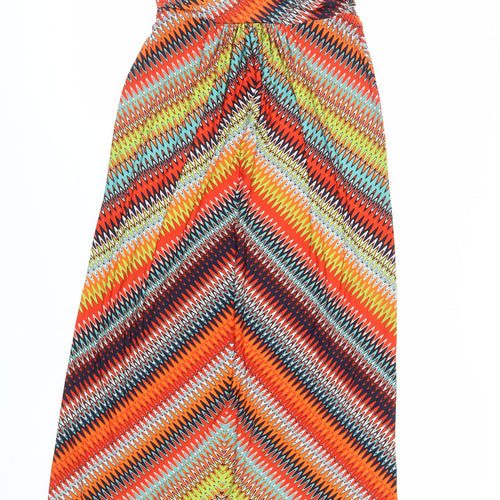 Marks and Spencer Womens Multicoloured Geometric Polyester Maxi Size 12 V-Neck Pullover