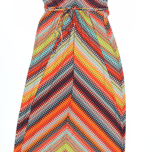 Marks and Spencer Womens Multicoloured Geometric Polyester Maxi Size 12 V-Neck Pullover