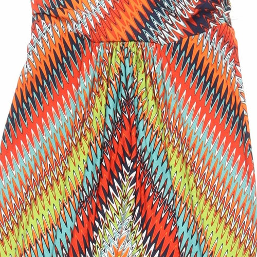 Marks and Spencer Womens Multicoloured Geometric Polyester Maxi Size 12 V-Neck Pullover