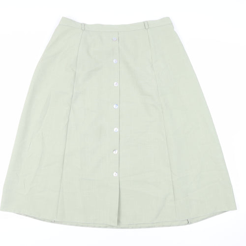 Berkertex Womens Green Polyester A-Line Skirt Size 16 Button - Elasticated Waist