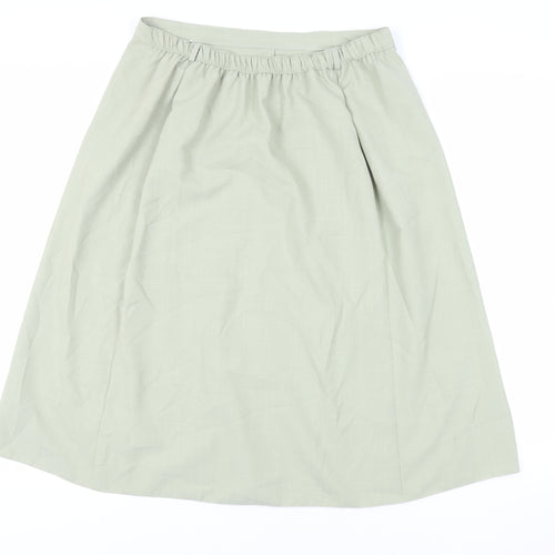 Berkertex Womens Green Polyester A-Line Skirt Size 16 Button - Elasticated Waist