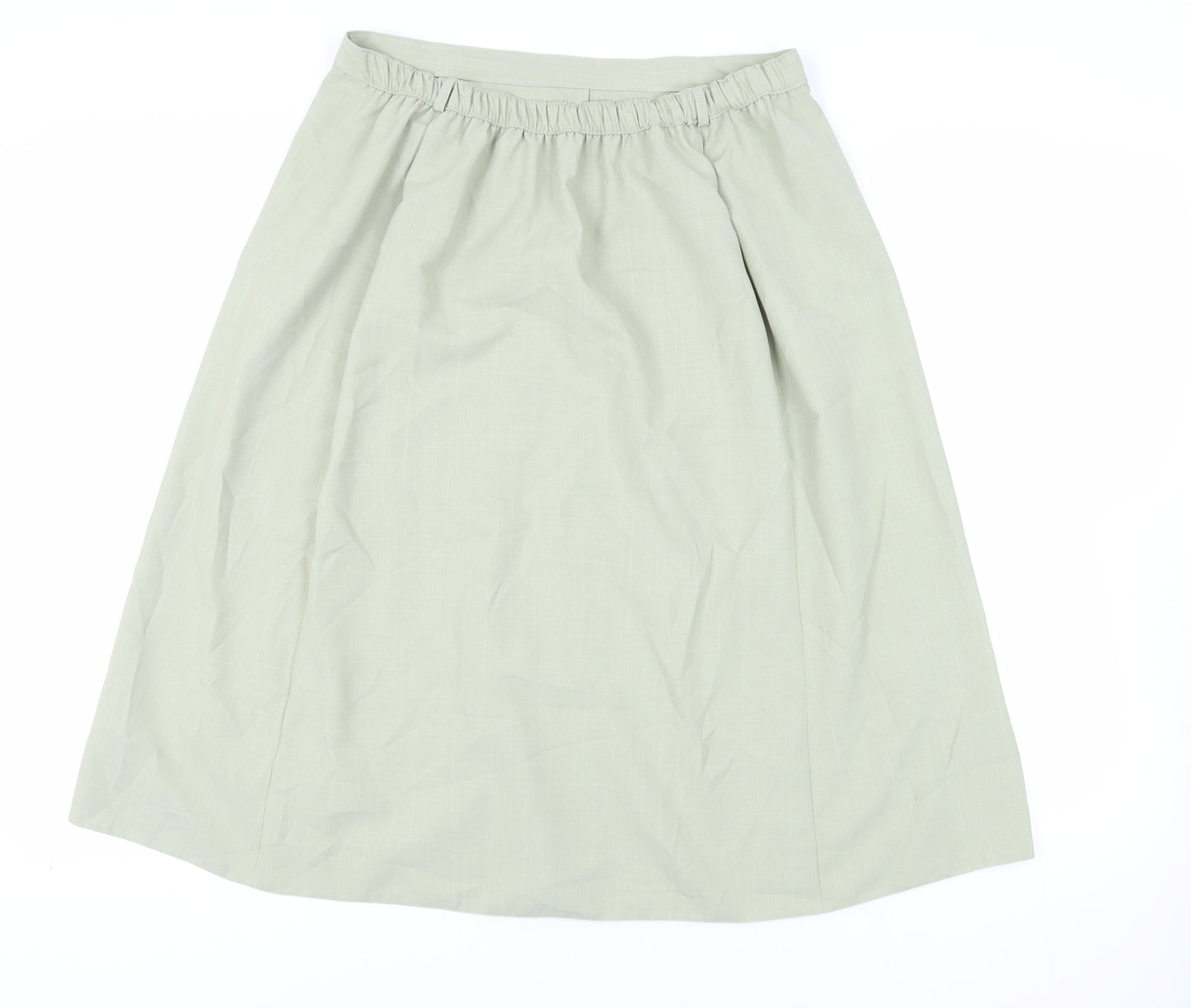 Berkertex Womens Green Polyester A-Line Skirt Size 16 Button - Elasticated Waist