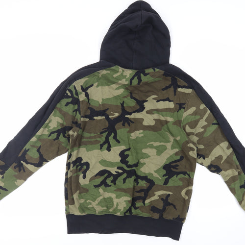 Nike Mens Black Camouflage Cotton Pullover Hoodie Size S - Logo Pockets