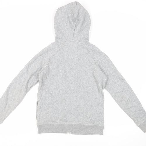 Jack Wills Womens Grey Cotton Full Zip Hoodie Size 6 Zip - Logo Pockets