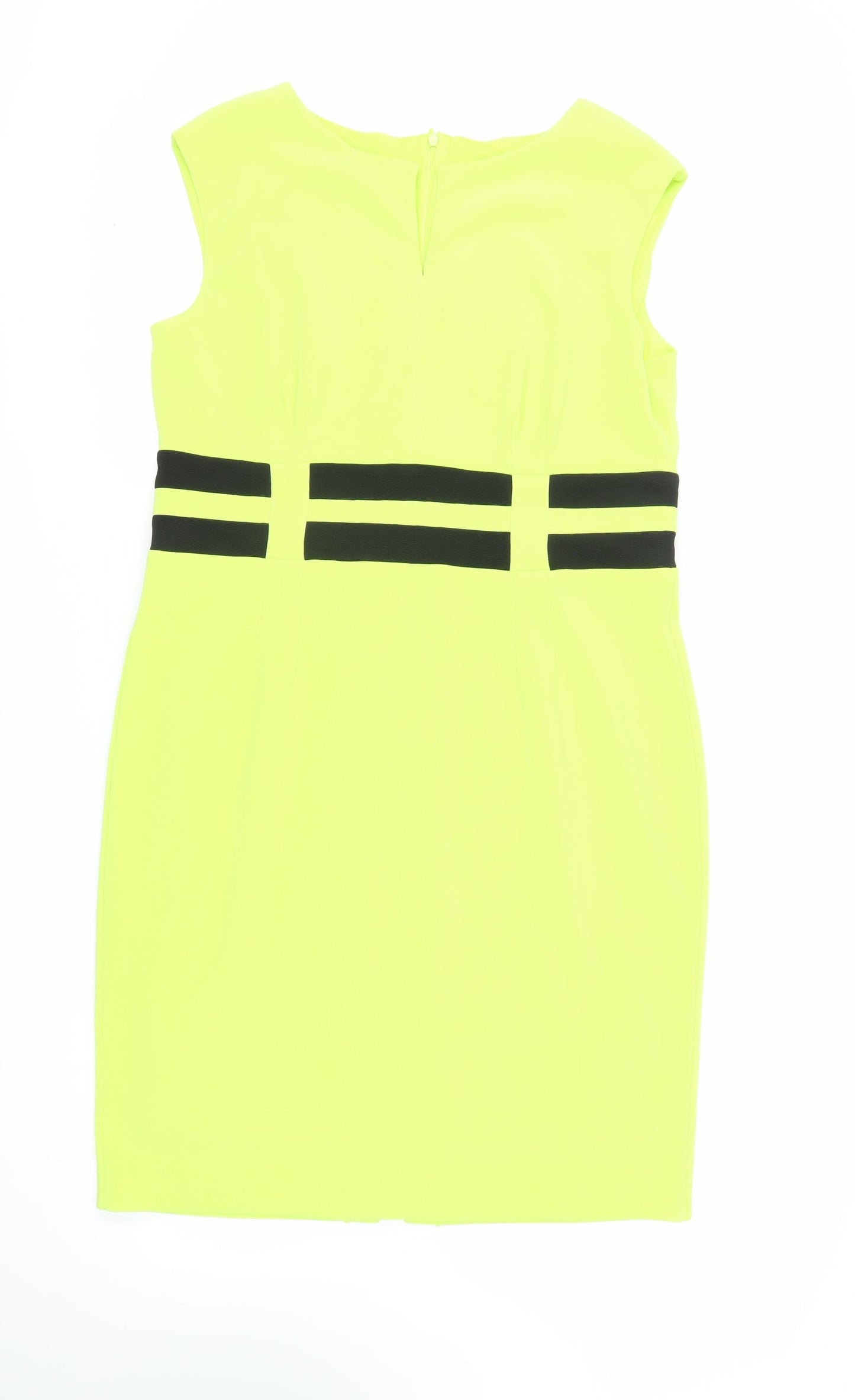 Roman Womens Green Polyester Pencil Dress Size 18 V-Neck Zip - Neon