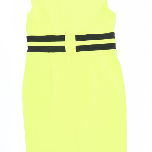 Roman Womens Green Polyester Pencil Dress Size 18 V-Neck Zip - Neon