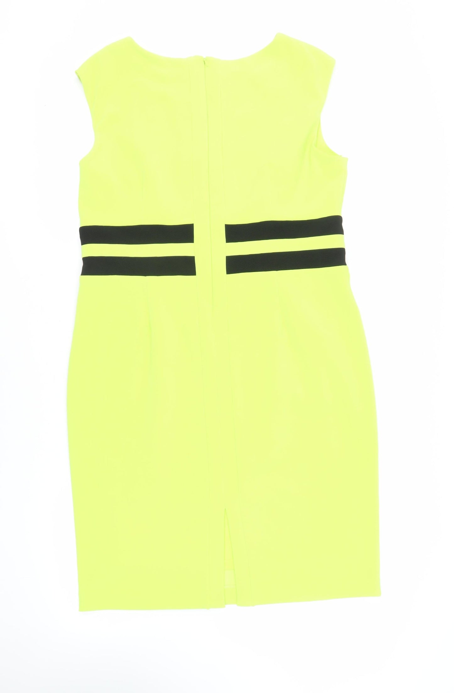 Roman Womens Green Polyester Pencil Dress Size 18 V-Neck Zip - Neon