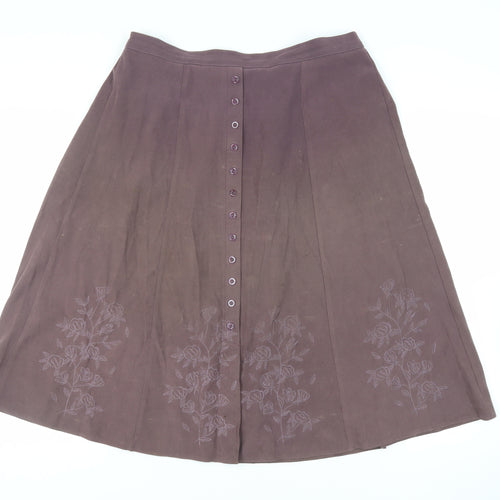 Rosy Womens Purple Polyester A-Line Skirt Size 20 - Elasticated Waist Embroidered