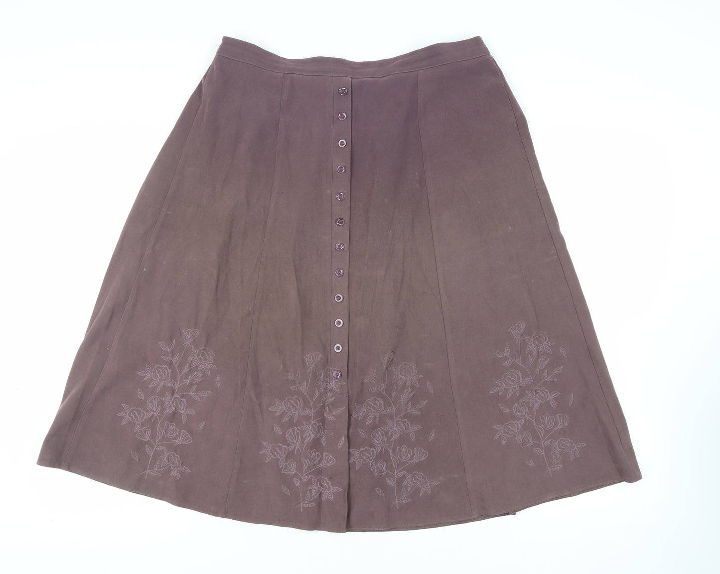 Rosy Womens Purple Polyester A-Line Skirt Size 20 - Elasticated Waist Embroidered