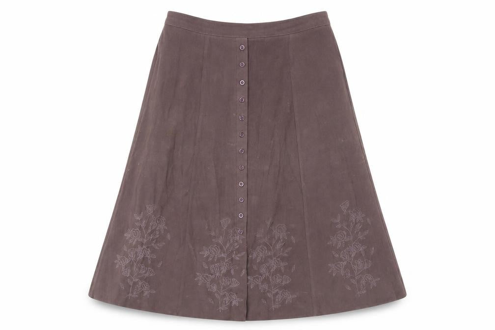 Rosy Womens Purple Polyester A-Line Skirt Size 20 - Elasticated Waist Embroidered