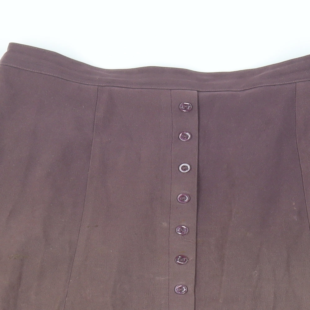 Rosy Womens Purple Polyester A-Line Skirt Size 20 - Elasticated Waist Embroidered