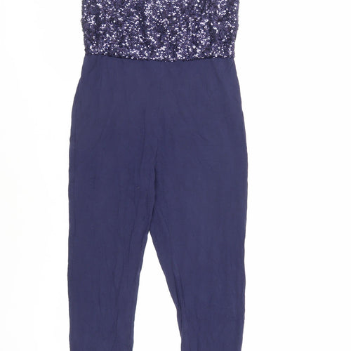 H&M Girls Blue Viscose Jumpsuit One-Piece Size 10-11 Years Zip - Sequin