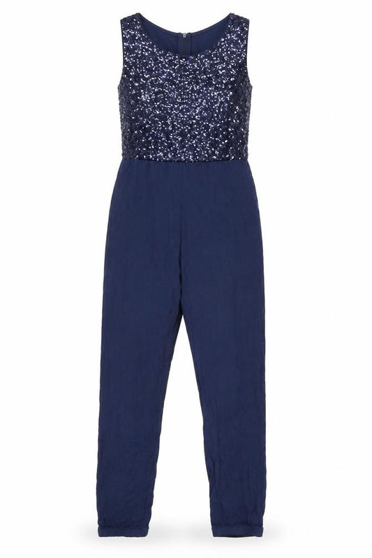 H&M Girls Blue Viscose Jumpsuit One-Piece Size 10-11 Years Zip - Sequin