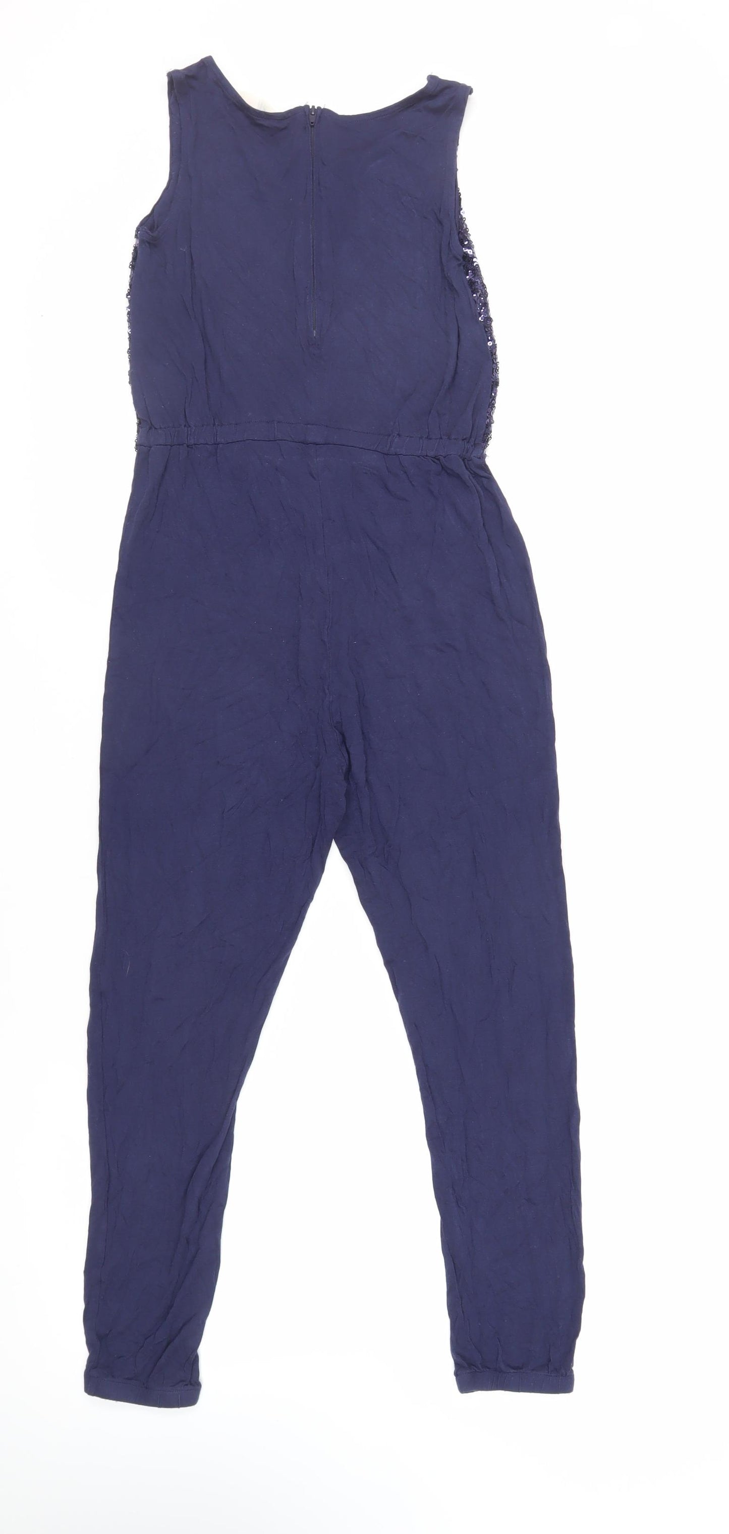 H&M Girls Blue Viscose Jumpsuit One-Piece Size 10-11 Years Zip - Sequin