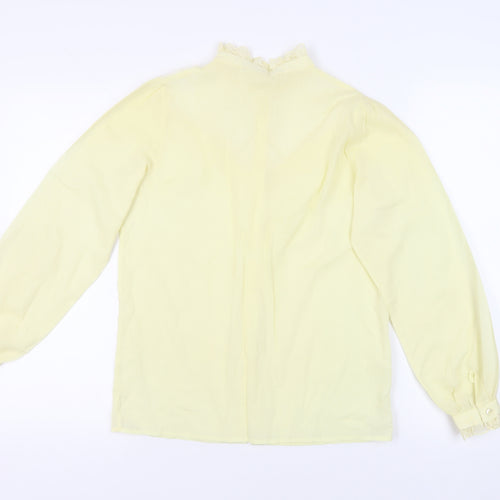Chelsea Girl Womens Yellow Polyester Basic Button-Up Size 10 Mock Neck - Lace Detail