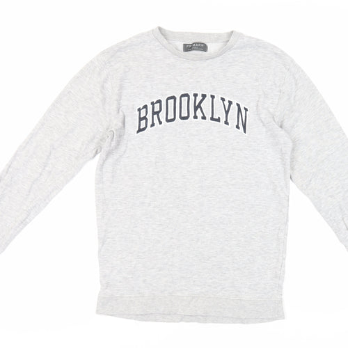 Brooklyn Mens Grey Cotton Pullover Sweatshirt Size S