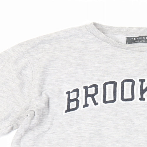 Brooklyn Mens Grey Cotton Pullover Sweatshirt Size S