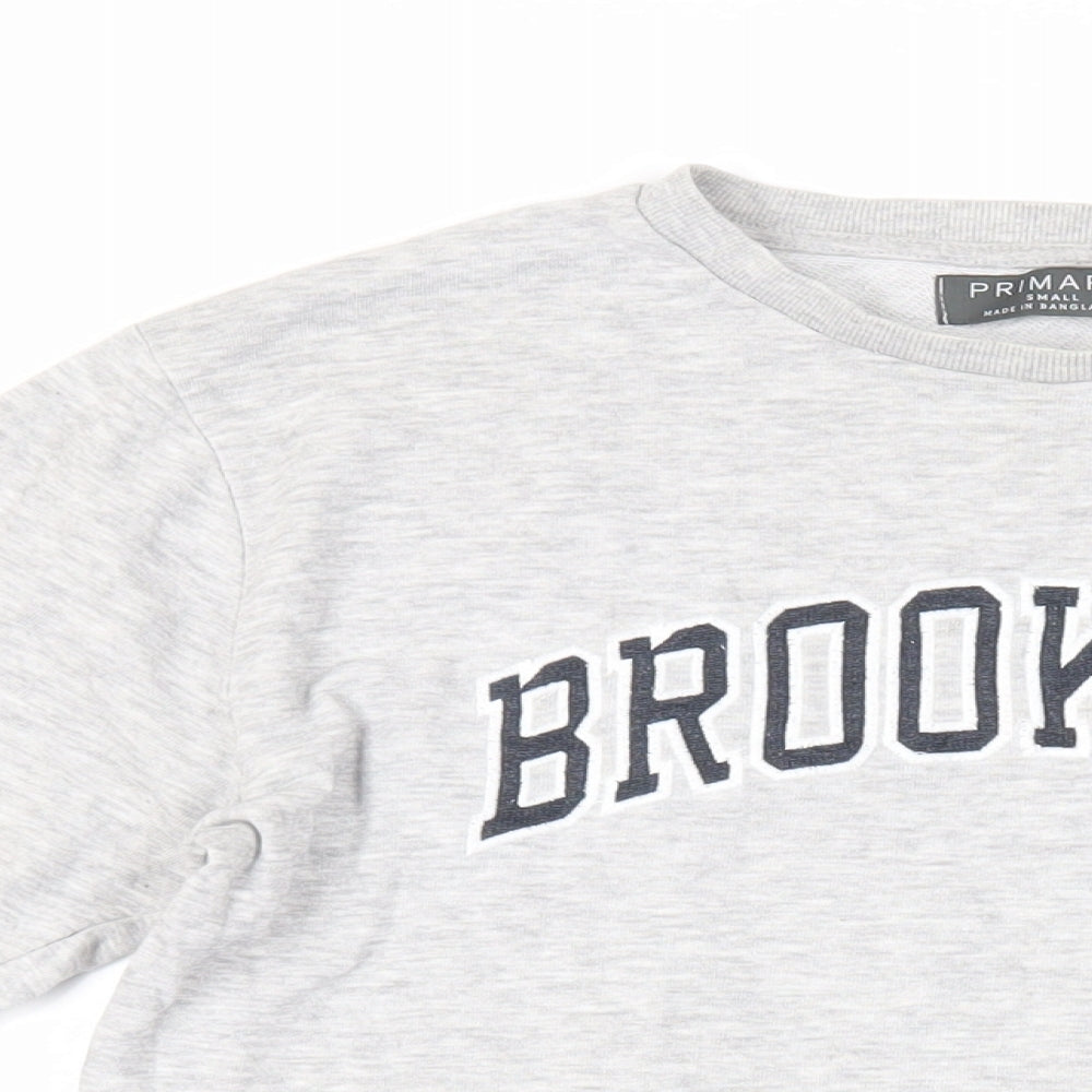 Brooklyn Mens Grey Cotton Pullover Sweatshirt Size S