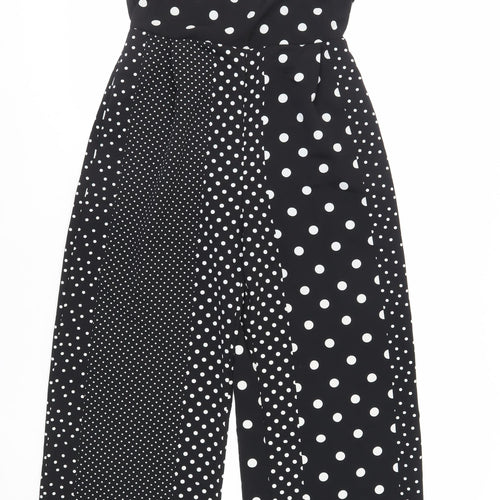 Miss Selfridge Womens Black Polka Dot Polyester Jumpsuit One-Piece Size 12 L29 in Button