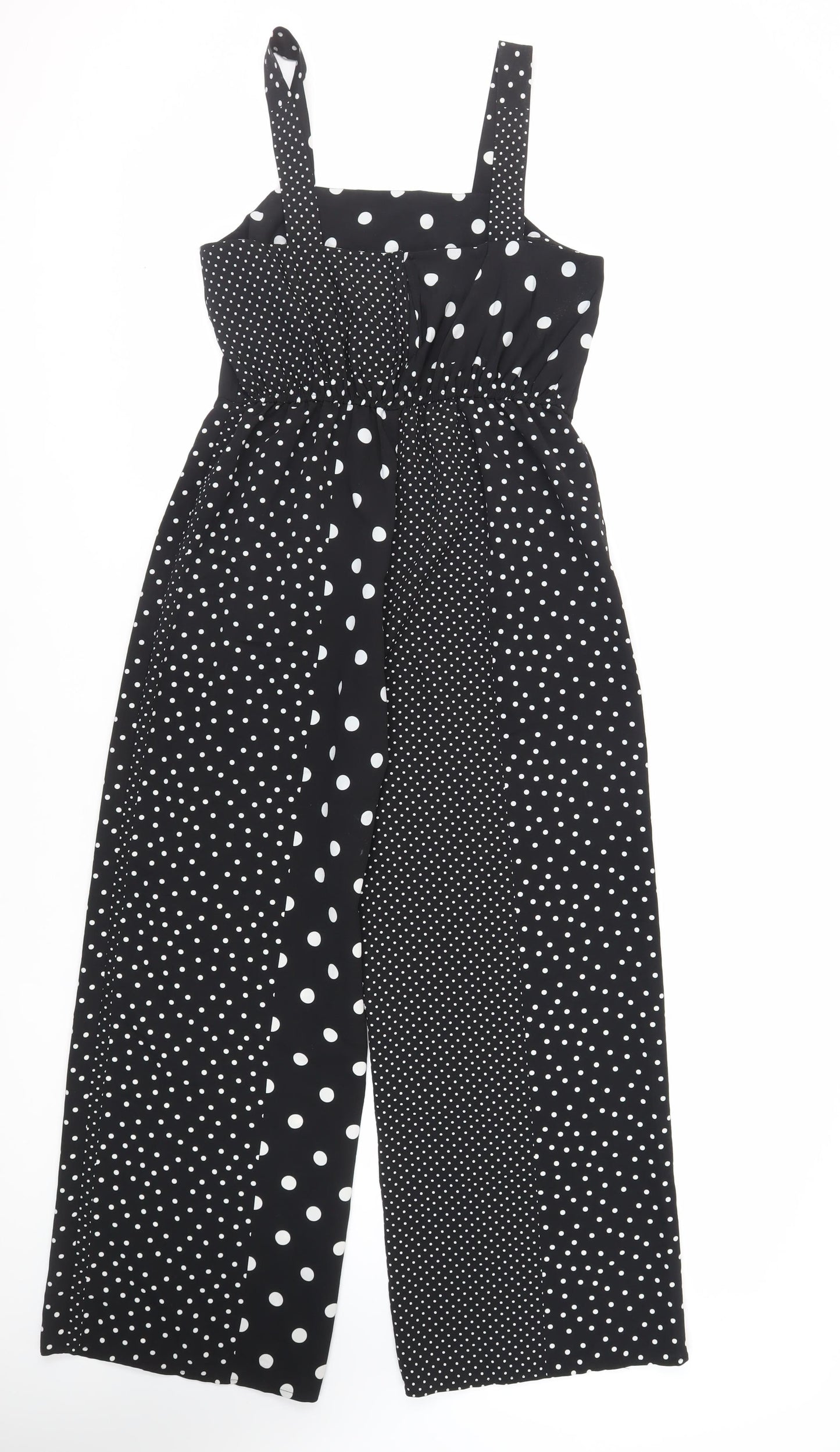 Miss Selfridge Womens Black Polka Dot Polyester Jumpsuit One-Piece Size 12 L29 in Button